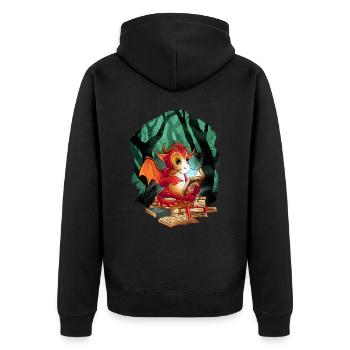 Dragon Dragon Child Kids Mythical Creature Fairy Tale - Unisex Premium Organic Zip Hoodie - black - Back - Nico (187cm)