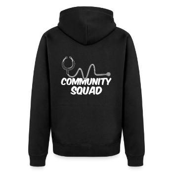 Sozialarbeiter Kader - Unisex Premium Bio Zip Hoodie - Schwarz - Hinten - Nico (187cm)