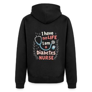 Infirmière en diabète - Veste à capuche bio Premium Unisexe - noir - Dos - Nico (187cm)