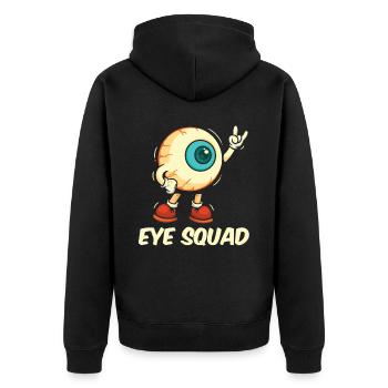 Augenarzt Kader - Unisex Premium Bio Zip Hoodie - Schwarz - Hinten - Nico (187cm)