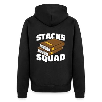 Librarian Cadre - Unisex Premium Organic Zip Hoodie - black - Back - Nico (187cm)