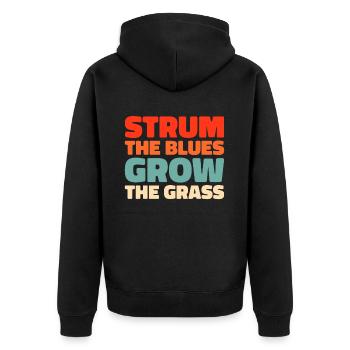 Banjo - Unisex Premium Bio Zip Hoodie - Schwarz - Hinten - Nico (187cm)