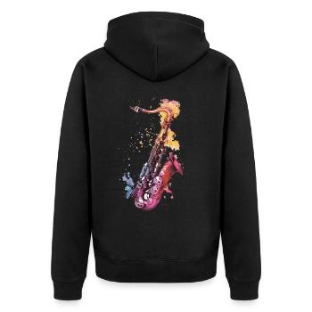 Saxophone - Veste à capuche bio Premium Unisexe - noir - Dos - Nico (187cm)