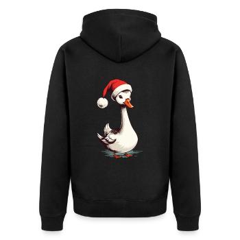 Canard festif avec chapeau de Noël pour Noël - Veste à capuche bio Premium Unisexe - noir - Dos - Nico (187cm)