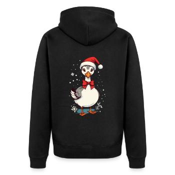 Motif de Noël sucré de canard festif avec chapeau - Veste à capuche bio Premium Unisexe - noir - Dos - Nico (187cm)