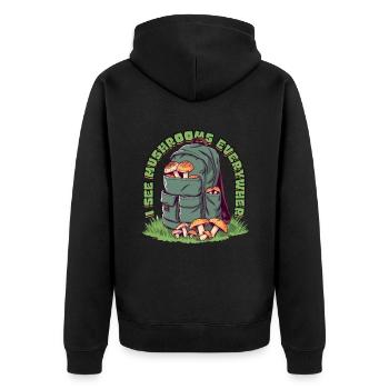 Cueilleurs de champignons Cultivateurs de champignons Je vois des champignons partout - Veste à capuche bio Premium Unisexe - noir - Dos - Nico (187cm)