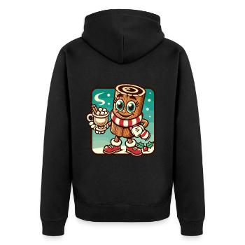 Heiße Schokolade Mit Zimt Cartoon Weihnachtlich - Unisex Premium Bio Zip Hoodie - Schwarz - Hinten - Nico (187cm)