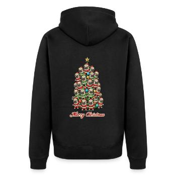 Merry Christmas Pug Christmas Tree - Unisex Premium Organic Zip Hoodie - black - Back - Nico (187cm)