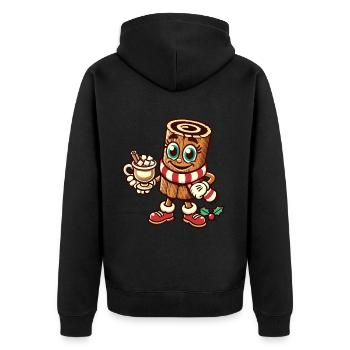 Heiße Schokolade Mit Zimt Weihnachten Cartoon - Unisex Premium Bio Zip Hoodie - Schwarz - Hinten - Nico (187cm)