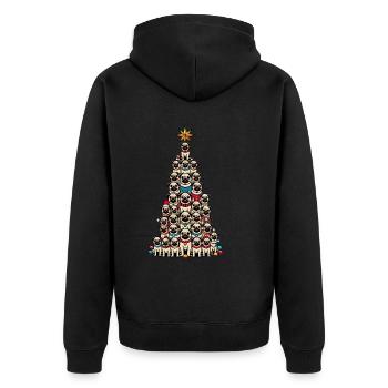 Carlin arbre de Noël drôle de chiens motifs - Veste à capuche bio Premium Unisexe - noir - Dos - Nico (187cm)