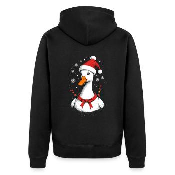 Canard de Noël avec un joli chapeau de Noël - Veste à capuche bio Premium Unisexe - noir - Dos - Nico (187cm)