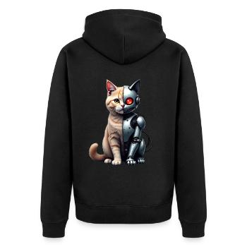 Funny Robot Cat Tech Cats Cyborg Animal Cat - Unisex Premium Organic Zip Hoodie - black - Back - Nico (187cm)