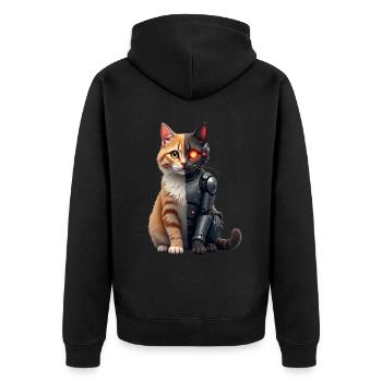 Funny Robot Cat Tech Cats Cyborg Animal Cat - Unisex Premium Organic Zip Hoodie - black - Back - Nico (187cm)