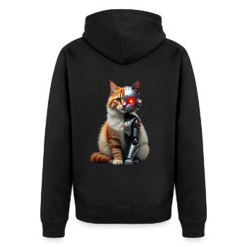 Funny Robot Cat Tech Cats Cyborg Animal Cat - Unisex Premium Organic Zip Hoodie - black - Back - Nico (187cm)