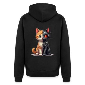 Funny Robot Cat Tech Cats Cyborg Animal Cat - Unisex Premium Organic Zip Hoodie - black - Back - Nico (187cm)
