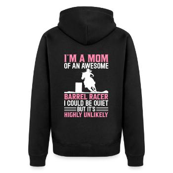 Mutter eines fantastischen Fassrennfahrers Fassren - Unisex Premium Bio Zip Hoodie - Schwarz - Hinten - Nico (187cm)