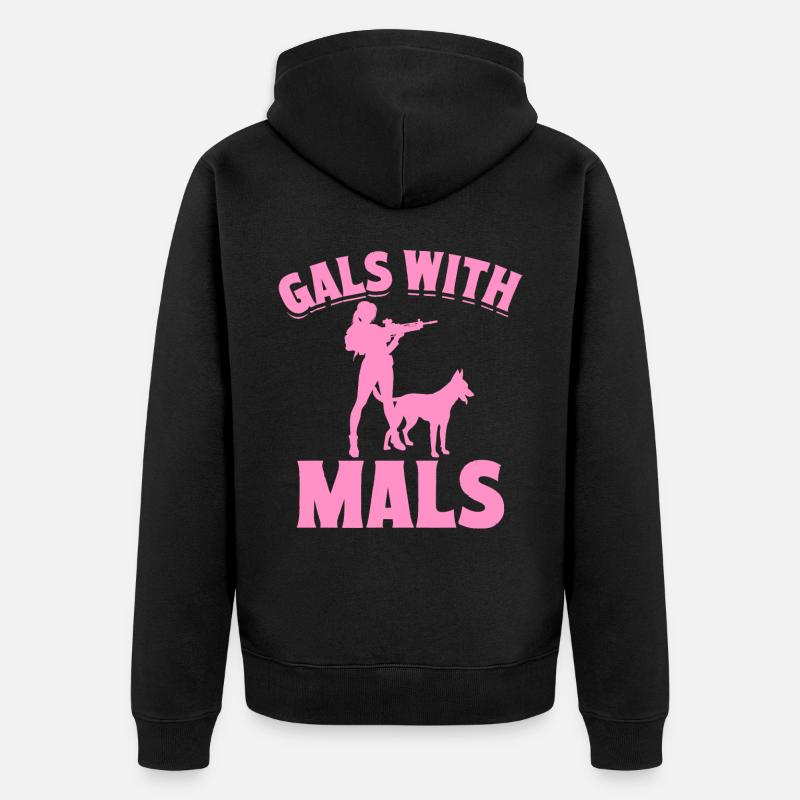 Filles malinois belges avec mals - Veste à capuche bio Premium Unisexe - noir