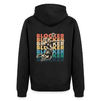 Blocker Volleyball Player Action Motif - Unisex Premium Organic Zip Hoodie - black - Back - Nico (187cm)