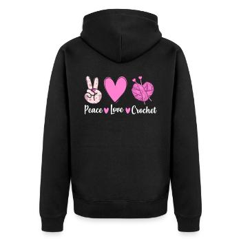 crochet tricot crochet crochet paix amour crochet - Veste à capuche bio Premium Unisexe - noir - Dos - Nico (187cm)