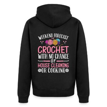 Häkeln Stricken Garnliebhaber Häkeln Reinigen Koch - Unisex Premium Bio Zip Hoodie - Schwarz - Hinten - Nico (187cm)