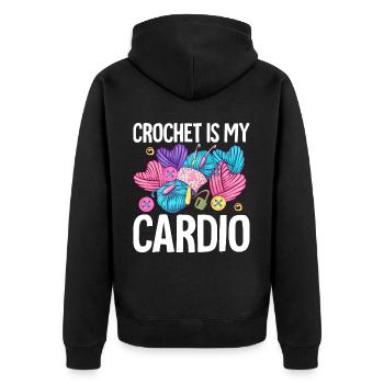 Crochet Tricot Yarn Lover Crochet Is My Heart - Veste à capuche bio Premium Unisexe - noir - Dos - Nico (187cm)