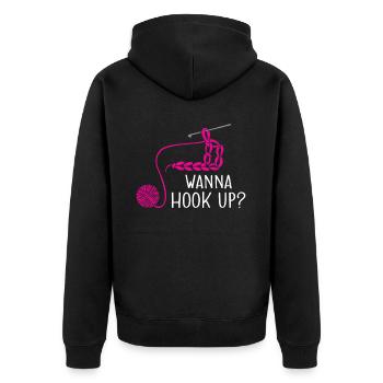 Crochet Tricot Yarn Lover Crochet Crochet Wanna Hoo - Veste à capuche bio Premium Unisexe - noir - Dos - Nico (187cm)