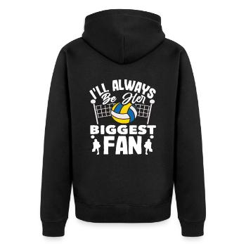 Volleyball: Ich Bin Ihr Größter Fan - Unisex Premium Bio Zip Hoodie - Schwarz - Hinten - Nico (187cm)