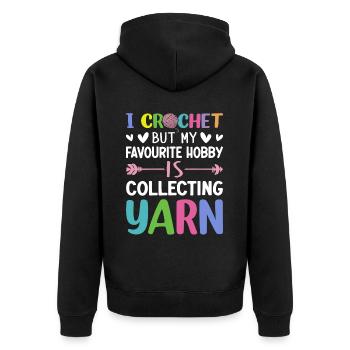 Häkeln Stricken Garnliebhaber Häkeln Hobby Sammeln - Unisex Premium Bio Zip Hoodie - Schwarz - Hinten - Nico (187cm)