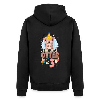 Otter Birthday This Little Otter - Unisex Premium Organic Zip Hoodie - black - Back - Nico (187cm)