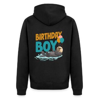 Otter Birthday Boy Birthday Boy - Unisex Premium Bio Zip Hoodie - Schwarz - Hinten - Nico (187cm)