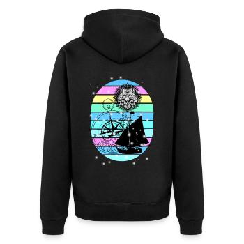 maritim Segelschiff Kompass Seefahrt Seemann - Unisex Premium Bio Zip Hoodie - Schwarz - Hinten - Nico (187cm)