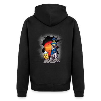 Seefahrt Matrosen Küken Leuchtturm maritim - Unisex Premium Bio Zip Hoodie - Schwarz - Hinten - Nico (187cm)