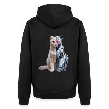 Funny Robot Cat Tech Cats Cyborg Animal Cat - Unisex Premium Organic Zip Hoodie - black - Back - Nico (187cm)