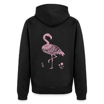 Mandala Flamingo Flamingo Wasservogel Flamingo - Unisex Premium Bio Zip Hoodie - Schwarz - Hinten - Nico (187cm)