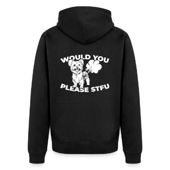 Yorkshire Terrier Stfu Would You Please Shut Up - Unisex Premium Organic Zip Hoodie - black - Back - Nico (187cm)