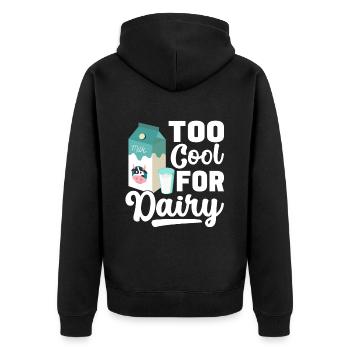 Laktoseintoleranz Laktoseintolerant - Unisex Premium Bio Zip Hoodie - Schwarz - Hinten - Nico (187cm)