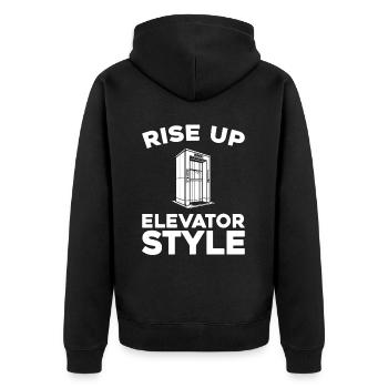 Elevator Elevator - Unisex Premium Organic Zip Hoodie - black - Back - Nico (187cm)