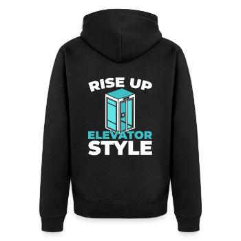 Fahrstuhl Aufzug - Unisex Premium Bio Zip Hoodie - Schwarz - Hinten - Nico (187cm)