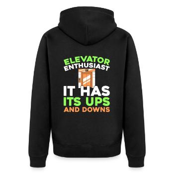 Elevator Elevator - Unisex Premium Organic Zip Hoodie - black - Back - Nico (187cm)