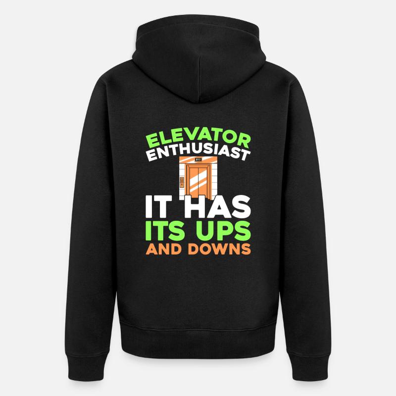 Elevator Elevator - Unisex Premium Organic Zip Hoodie - black