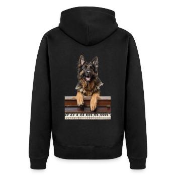 Deutscher Schäferhund - Unisex Premium Bio Zip Hoodie - Schwarz - Hinten - Nico (187cm)