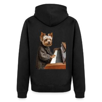 Yorkshire Terrier - Unisex Premium Organic Zip Hoodie - black - Back - Nico (187cm)