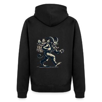 Unartige Kinder Krampus Weihnachtliche Folklore - Unisex Premium Bio Zip Hoodie - Schwarz - Hinten - Nico (187cm)
