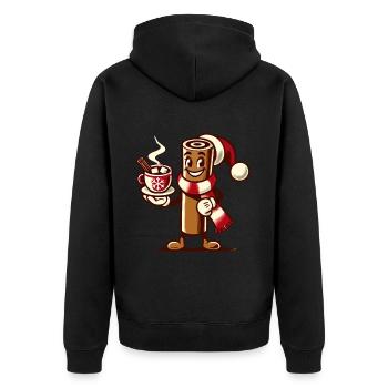 Heiße Schokolade Mit Zimt Fröhliche Weihnachtszeit - Unisex Premium Bio Zip Hoodie - Schwarz - Hinten - Nico (187cm)