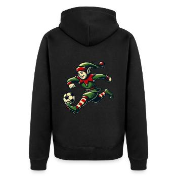 Elfe de Noël joueur de football amusant - Veste à capuche bio Premium Unisexe - noir - Dos - Nico (187cm)