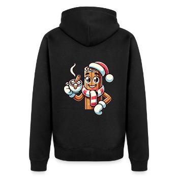 Heiße Schokolade Mit Zimt Cartoon Weihnachten - Unisex Premium Bio Zip Hoodie - Schwarz - Hinten - Nico (187cm)