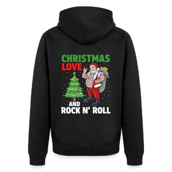 Heavy Hard Metal Weihnachten, Liebe Rock 'n' Roll - Unisex Premium Bio Zip Hoodie - Schwarz - Hinten - Nico (187cm)
