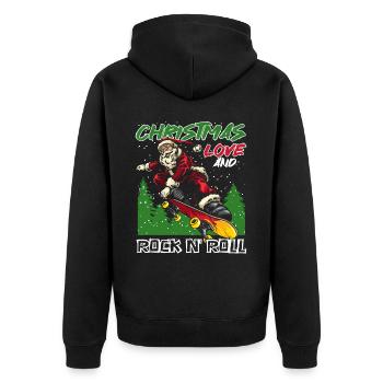 Heavy Hard Metal Weihnachten, Liebe Rock 'n' Roll - Unisex Premium Bio Zip Hoodie - Schwarz - Hinten - Nico (187cm)