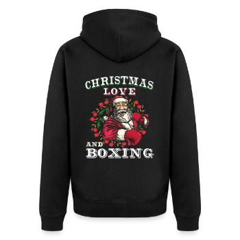 Christmas Love Boxing Boxer Weihnachtsgeschenk - Unisex Premium Bio Zip Hoodie - Schwarz - Hinten - Nico (187cm)