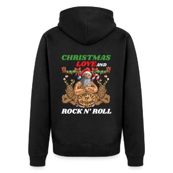Heavy Hard Metal Weihnachten, Liebe Rock 'n' Roll - Unisex Premium Bio Zip Hoodie - Schwarz - Hinten - Nico (187cm)